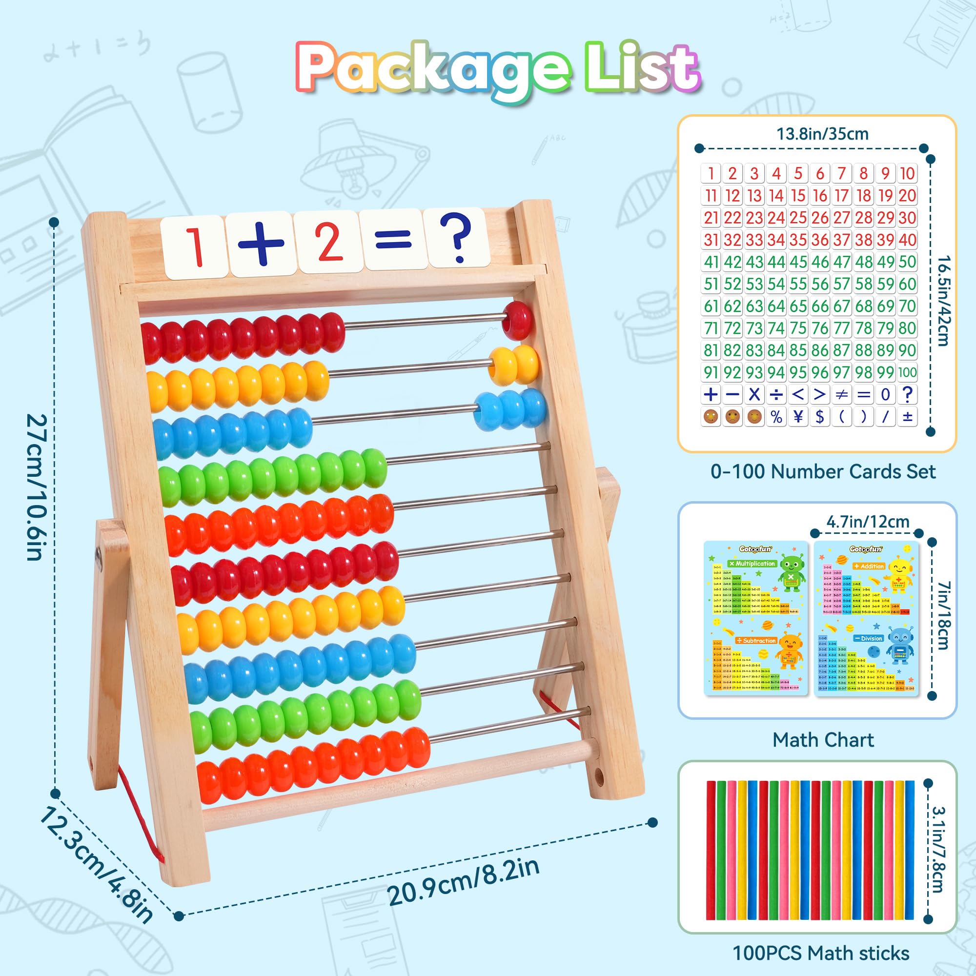 Gotoofun abacus flash cards show numbers and symbols to boost number sense.