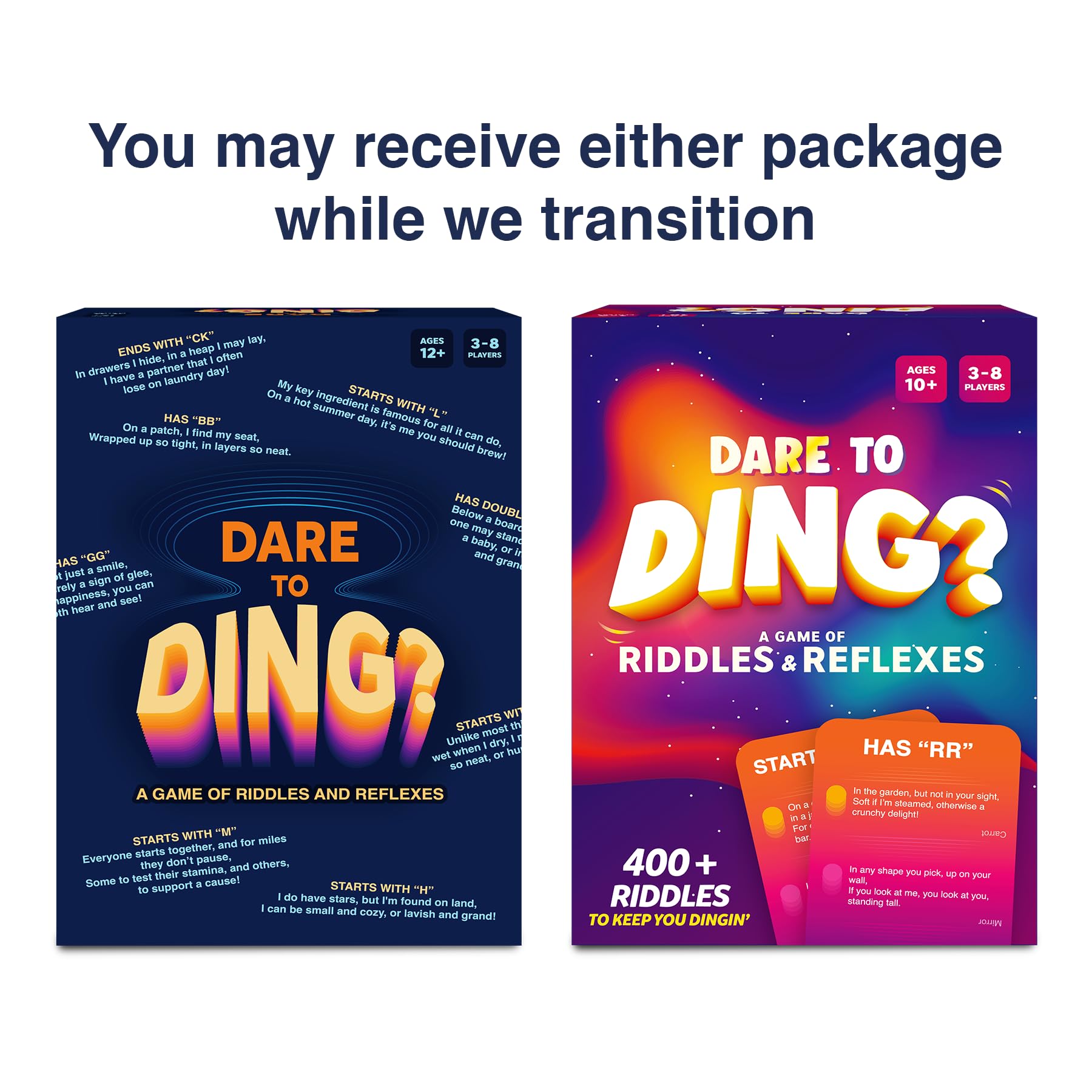 Gouda Games Dare to Ding box content ready for gift-giving.
