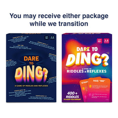 Gouda Games Dare to Ding box content ready for gift-giving.