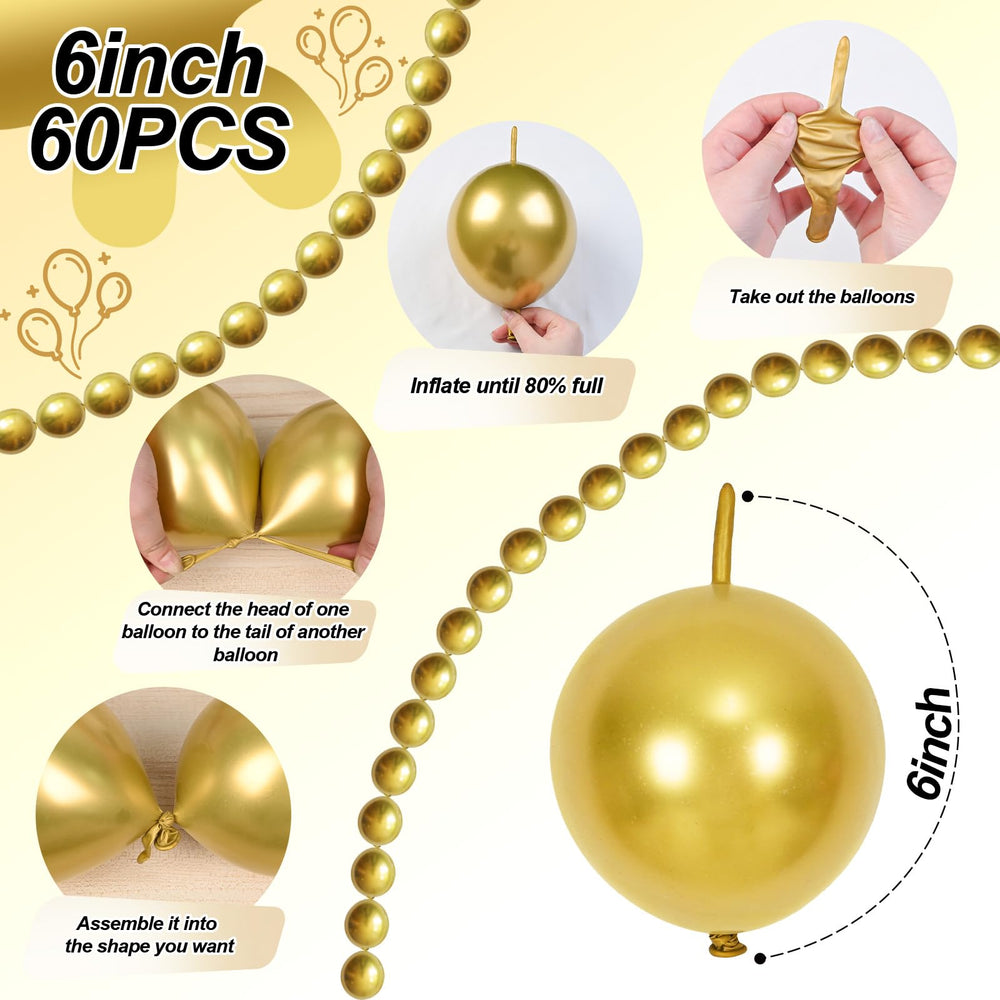 Govpy 6-inch gold link balloons ideal for seamless wall arches.