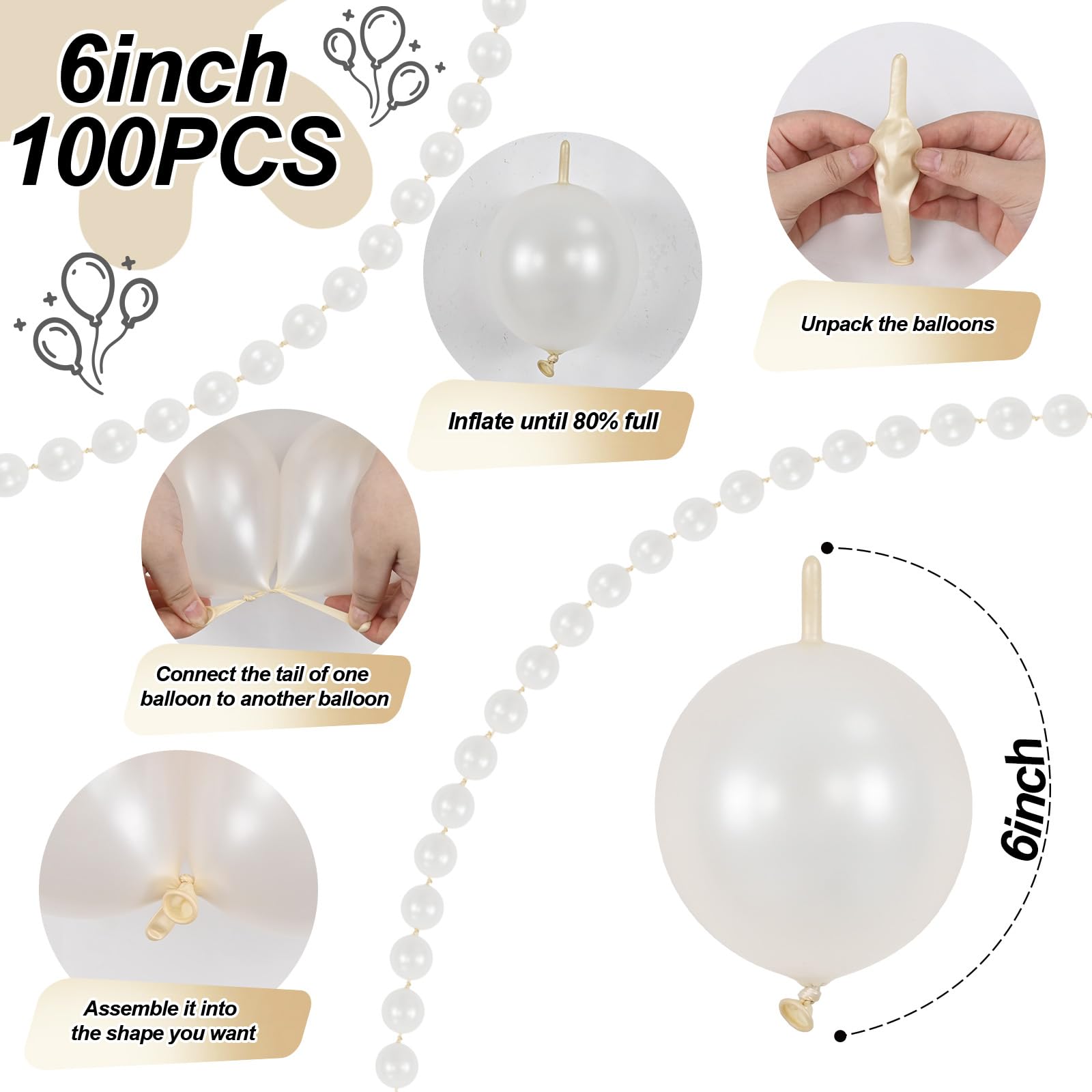 Govpy quick-tail linking balloons simplify connecting into smooth, durable chains.