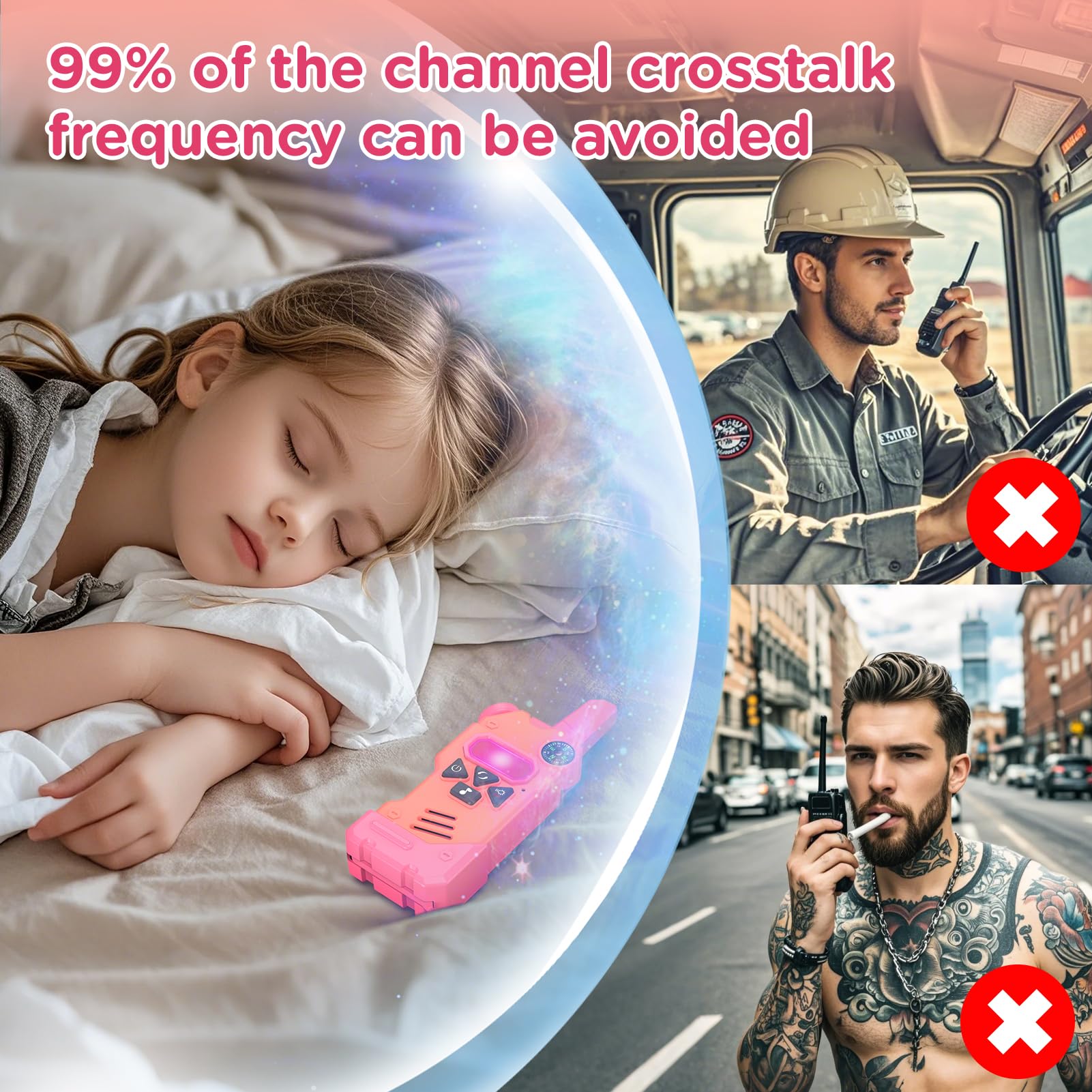 Gowtimly walkie talkies lightweight design for comfortable handling by kids.