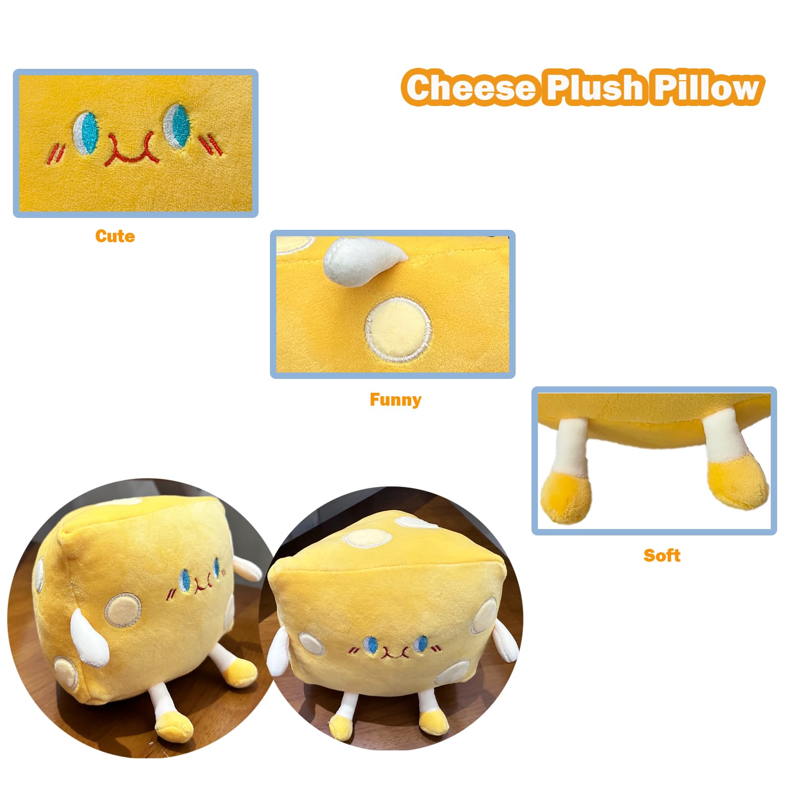 Goylmc cheese plush cozy decor and cuddle companion.