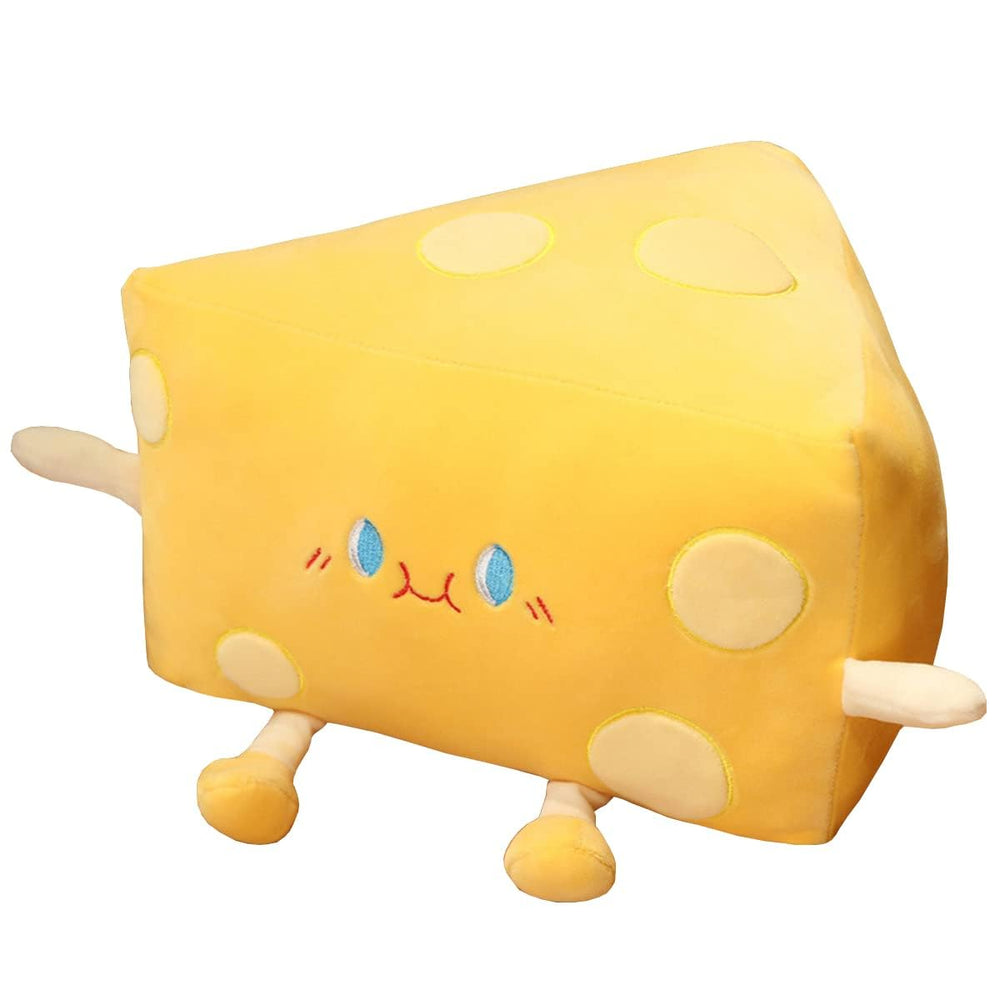 Goylmc cheese plush toy front view with embroidered face for cuddles.