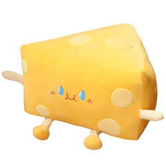 Goylmc cheese plush toy front view with embroidered face for cuddles.