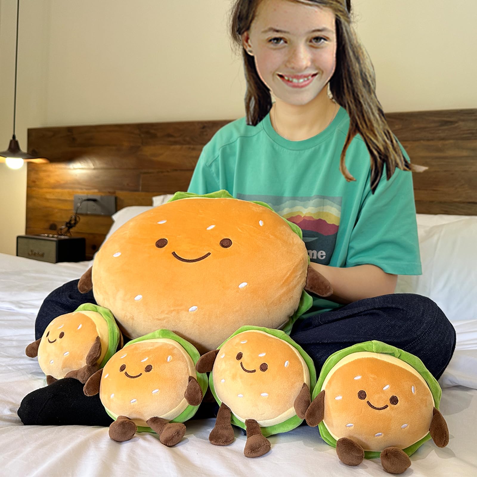 Goylmc hamburger plush pillow 13.7-inch size, perfect for daytime hugging