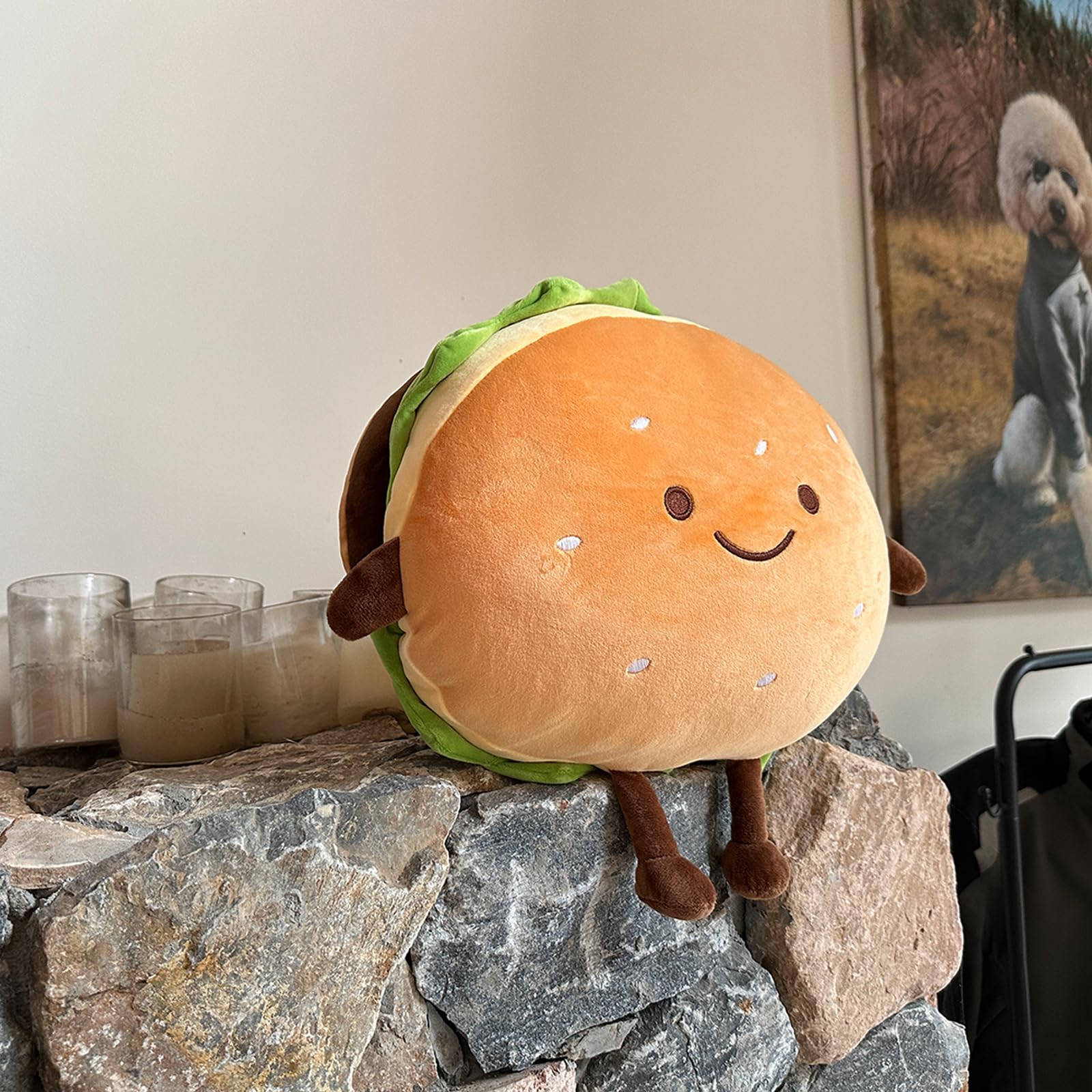 Goylmc hamburger plush pillow vacuum packaging unboxing experience