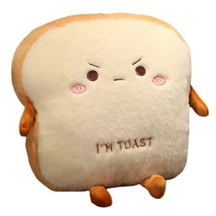 Goylmc Toast Bread Plush Pillow front view, cozy decor and cuddly comfort