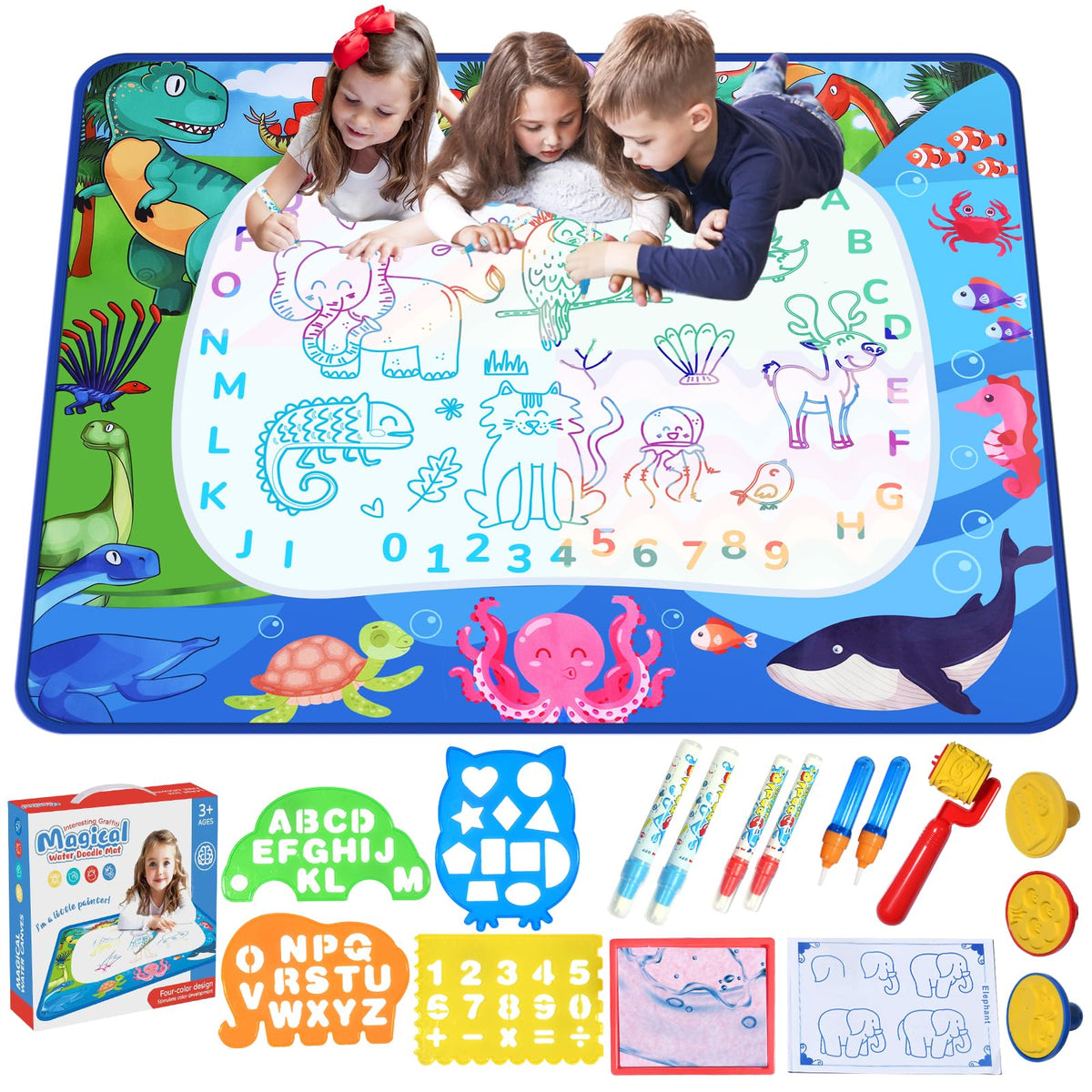 GPPNKC Water Doodle Mat 40x32 laid out for family drawing sessions