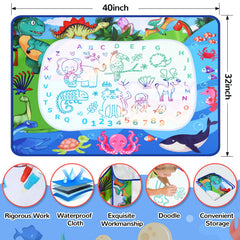 Child using GPPNKC magic pen on water mat for mess-free art