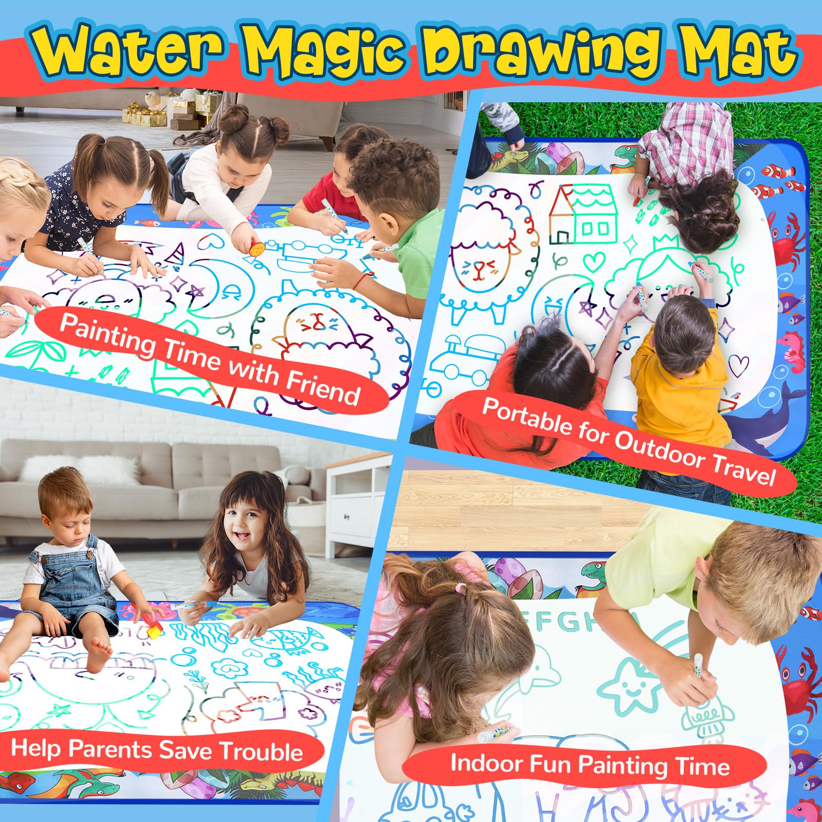 Non-toxic materials of GPPNKC water doodle mat ensure safe play