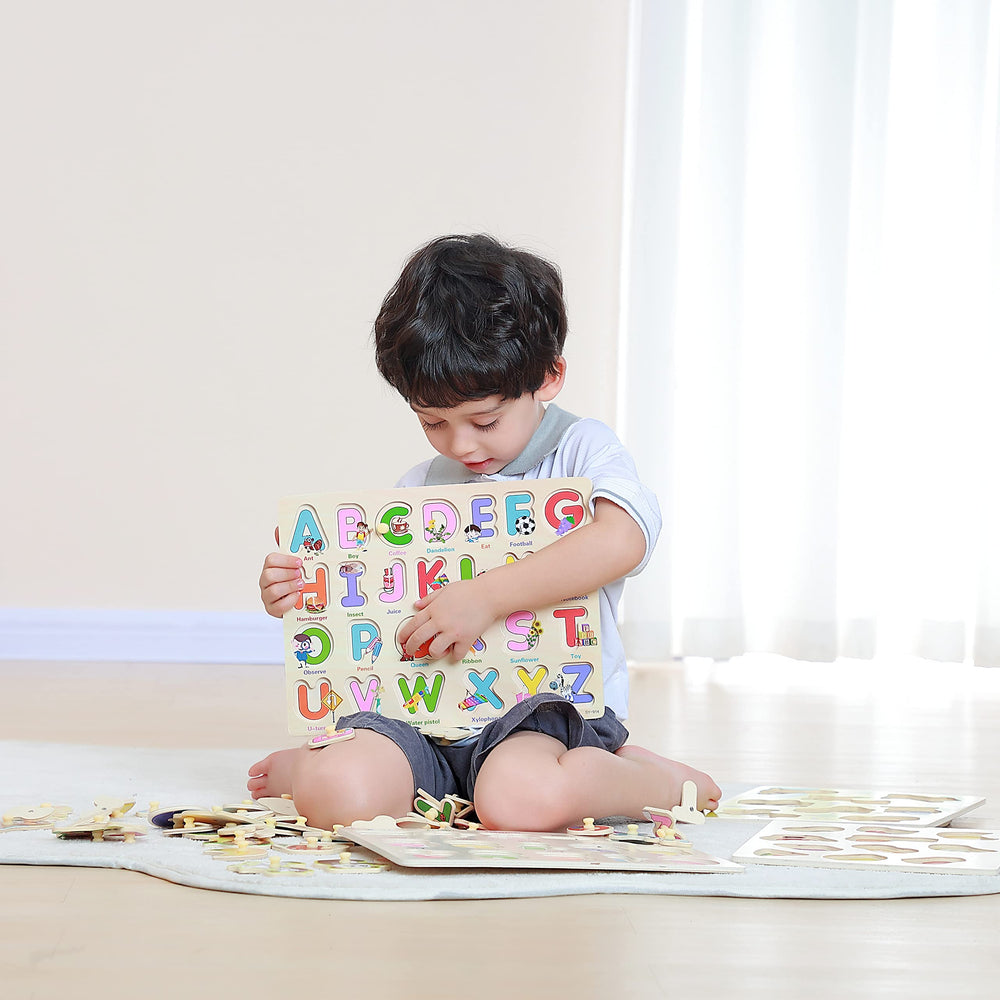 GR GRINNNIE ABC puzzle with 26 letters supports early literacy and recognition.