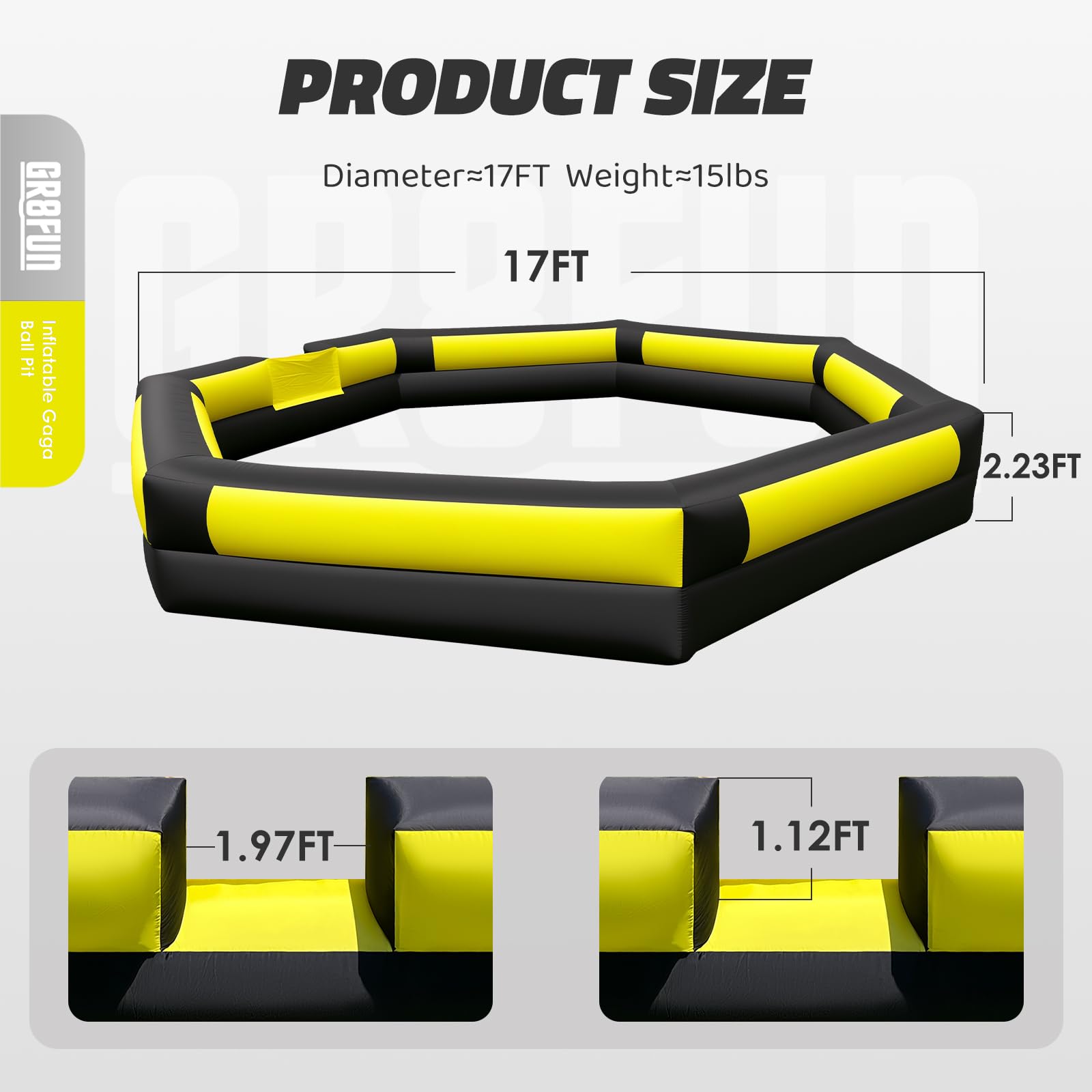 GR8FUN 210D Oxford fabric enhances durability and weather resistance.