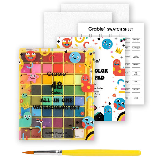 Grabie Mini Watercolor Set with 48 colors for vibrant, blendable washes in artworks
