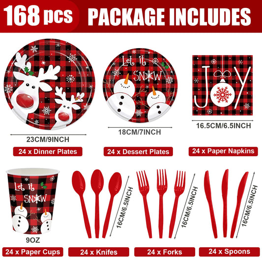 GrabnGoParty 7-inch plates with holiday plaid offer kid-friendly portions and easy cleanup.