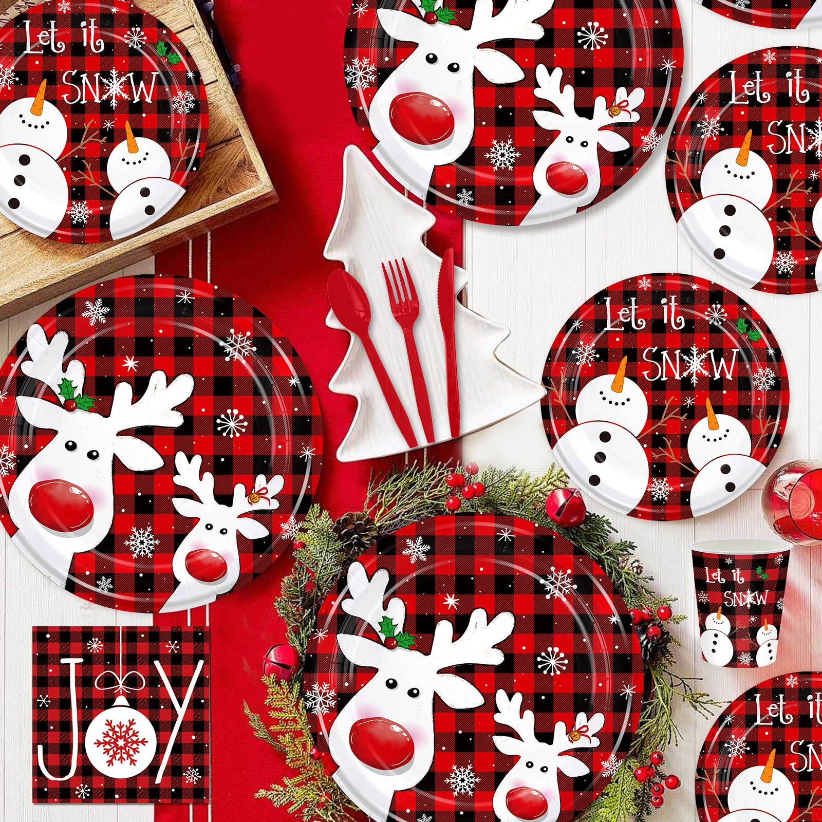 GrabnGoParty Christmas cups feature bold plaid accents for spill-free servings at gatherings.