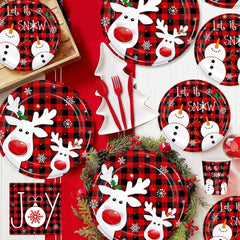 GrabnGoParty Christmas cups feature bold plaid accents for spill-free servings at gatherings.