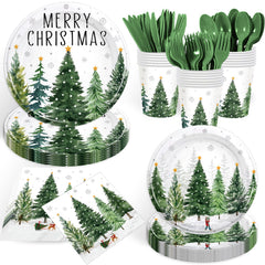 GrabnGoParty Christmas trees 9-inch plates for sturdy festive dining