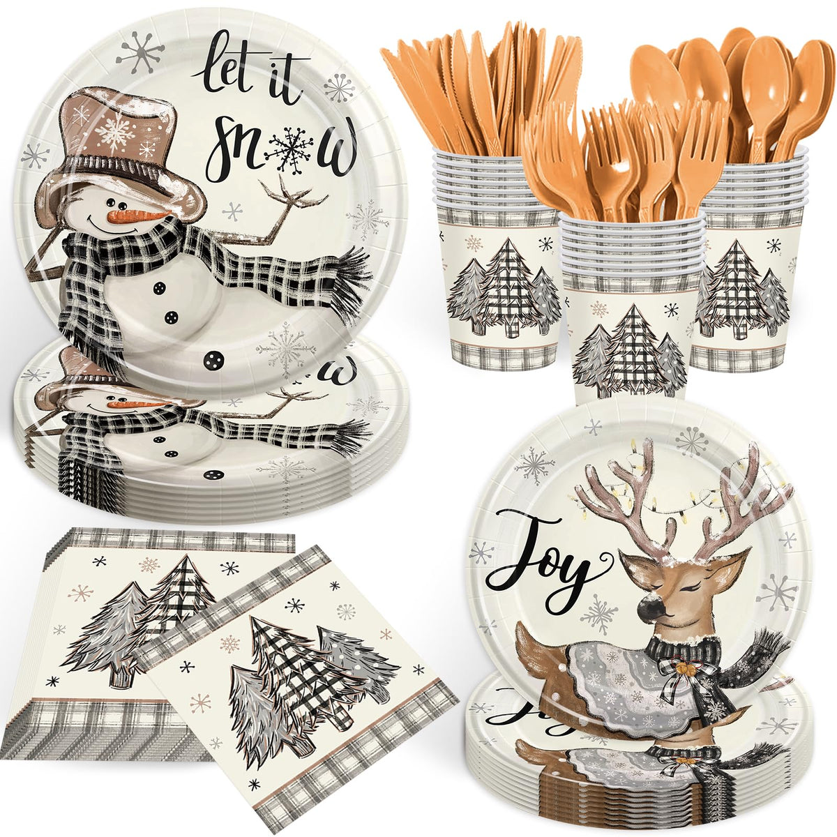 GrabnGoParty snowman 9-inch plates for festive meals and easy cleanup
