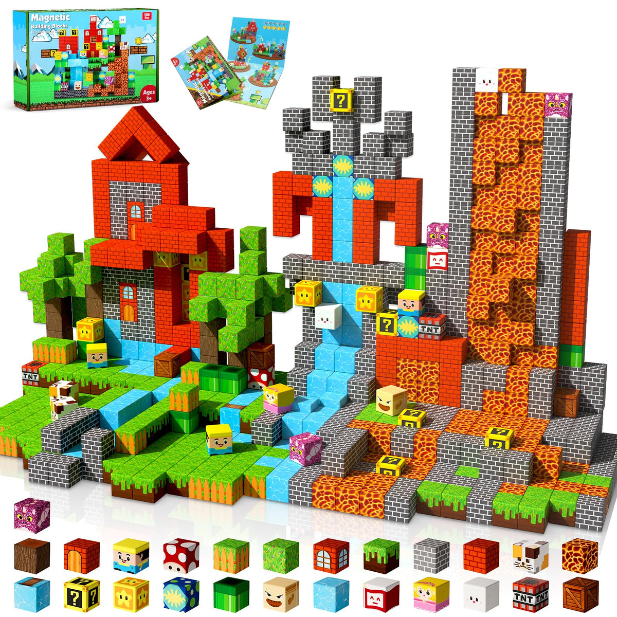GraceDuck magnetic blocks form an adventure castle with 150 pieces for imaginative play.