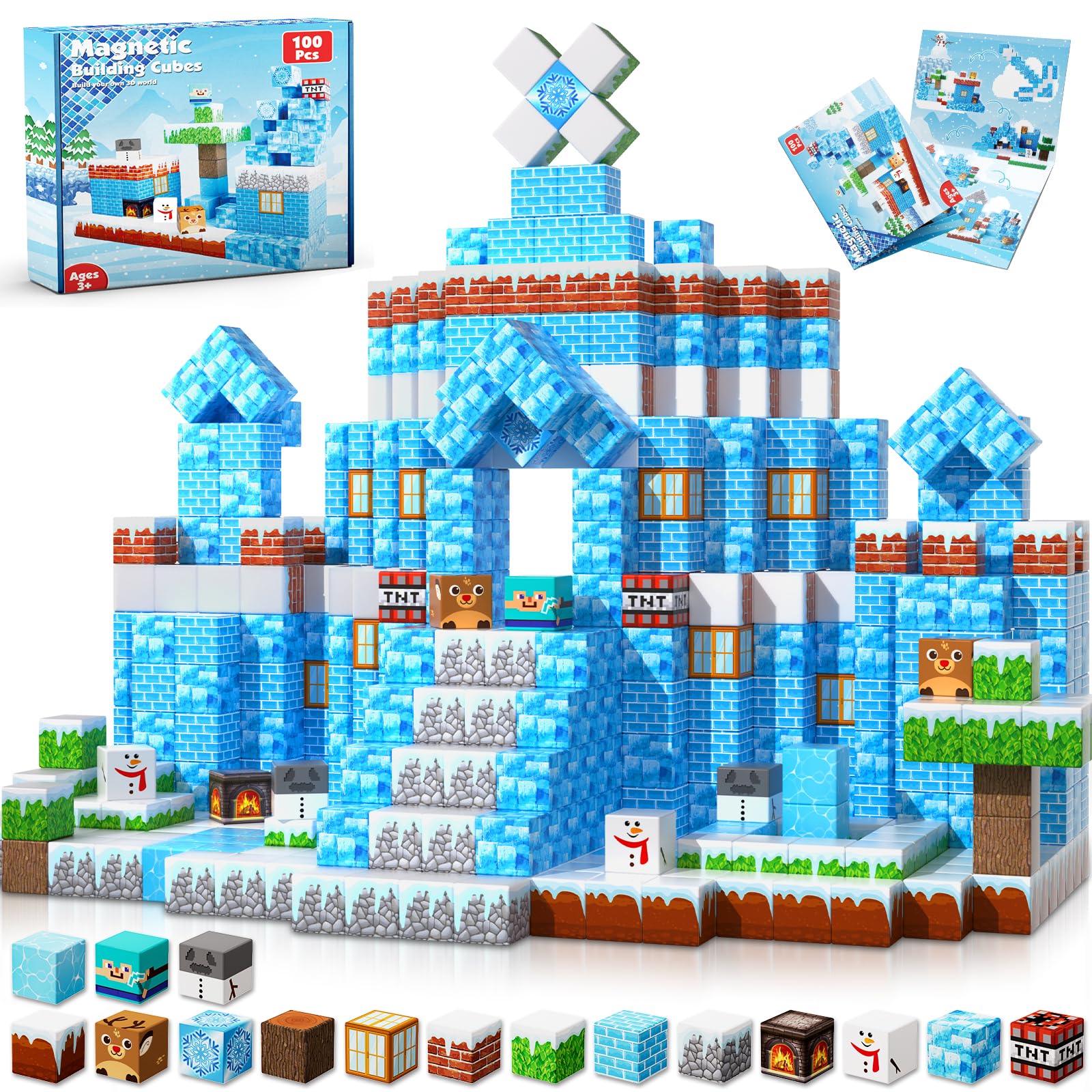 GraceDuck magnetic blocks building an ice castle inspires imaginative play.