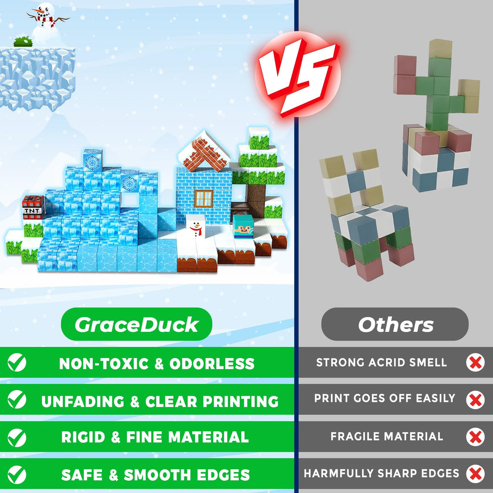GraceDuck magnetic tiles rustle softly, attracting toddlers to explore and build.