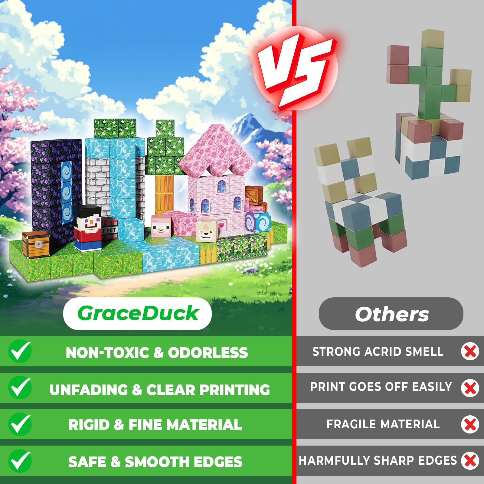 GraceDuck sensory education blocks rustle and engage concentration during play.