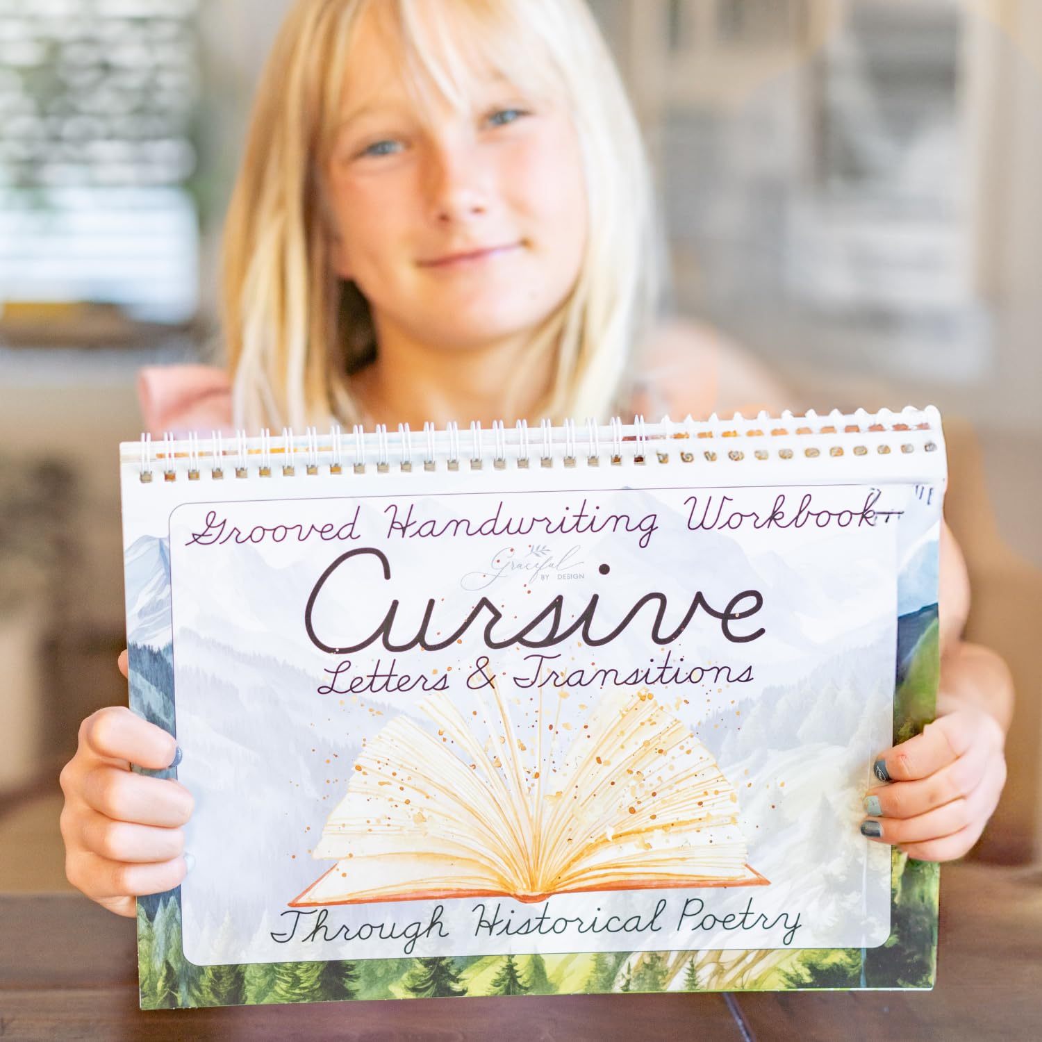 Children practicing cursive on grooved lines with Graceful By Design.