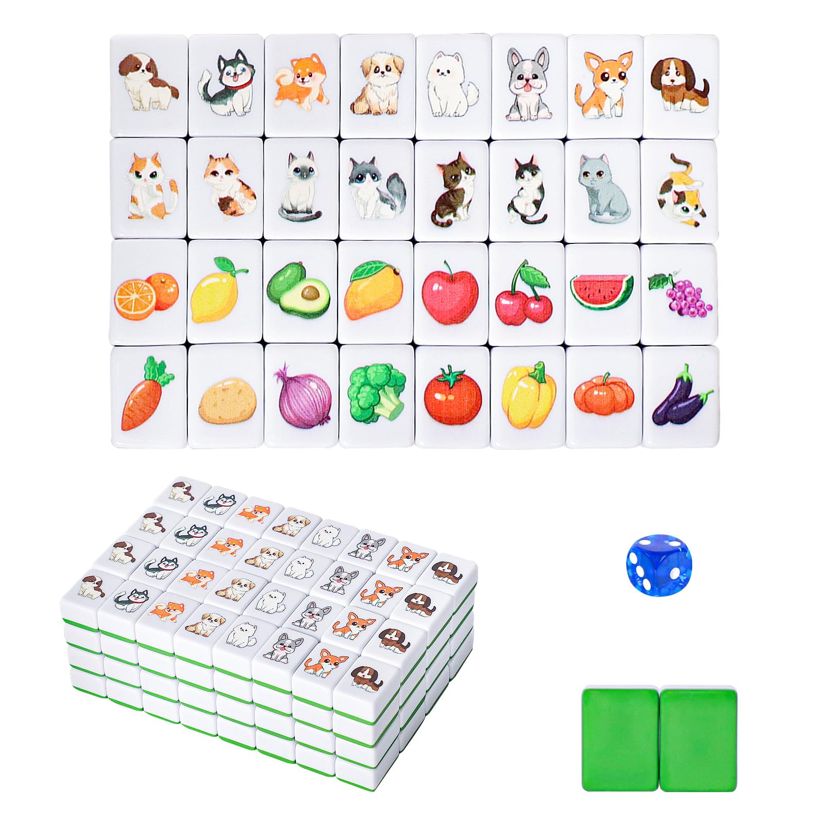 GRACIAS mahjong tiles with animal patterns for family game night and durability.