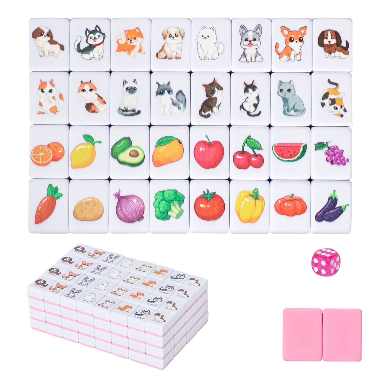 GRACIAS Mahjong pink animal pattern tiles showcase vibrant design for family game nights