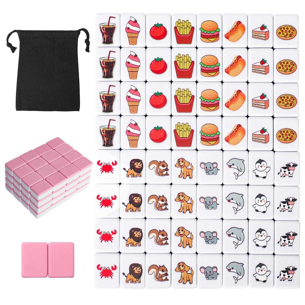 GRACIAS Mahjong tiles in pink animal designs enhance family game nights.
