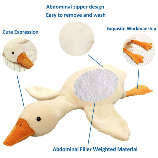 Grafingy Swan weighted plush abdomen bag close-up, showing secure weight