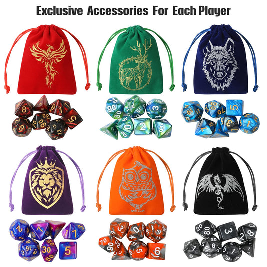 Grajar velvet bag blue wolf keeps dice organized for sessions