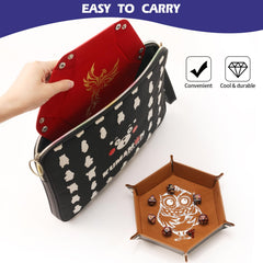 Grajar DND dice tray with Lion pattern for bold, stable rolls.
