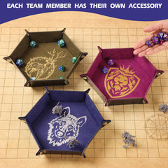Grajar DND dice tray with Owl pattern for quiet, safe table play.