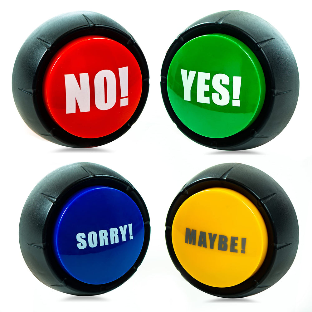 Granatan four colored buzzers for Yes, No, Maybe, and Sorry games