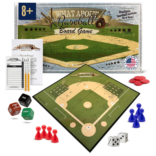 Grandma Smiley's What About Baseball Board Game dice in action, signaling strategic turns.