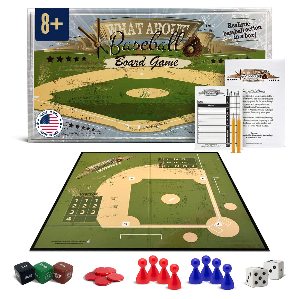Grandma Smiley's What About Baseball Board Game indoors-friendly fun for everyone.