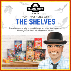 Packaging shows included components and value for a family-friendly card game.