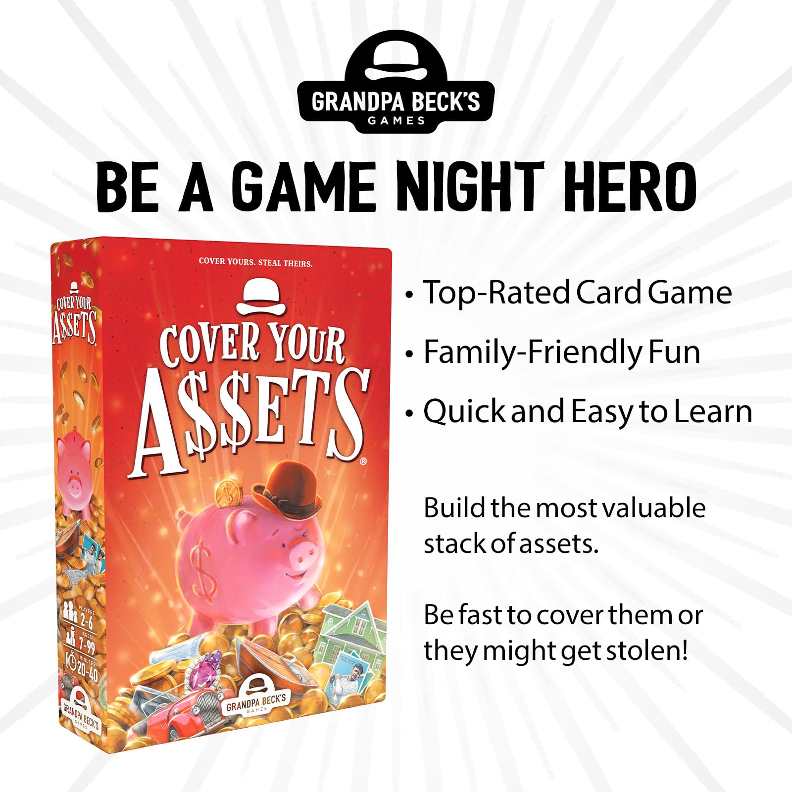 Grandpa Beck's Games Cover Your Assets family night setup for laughs