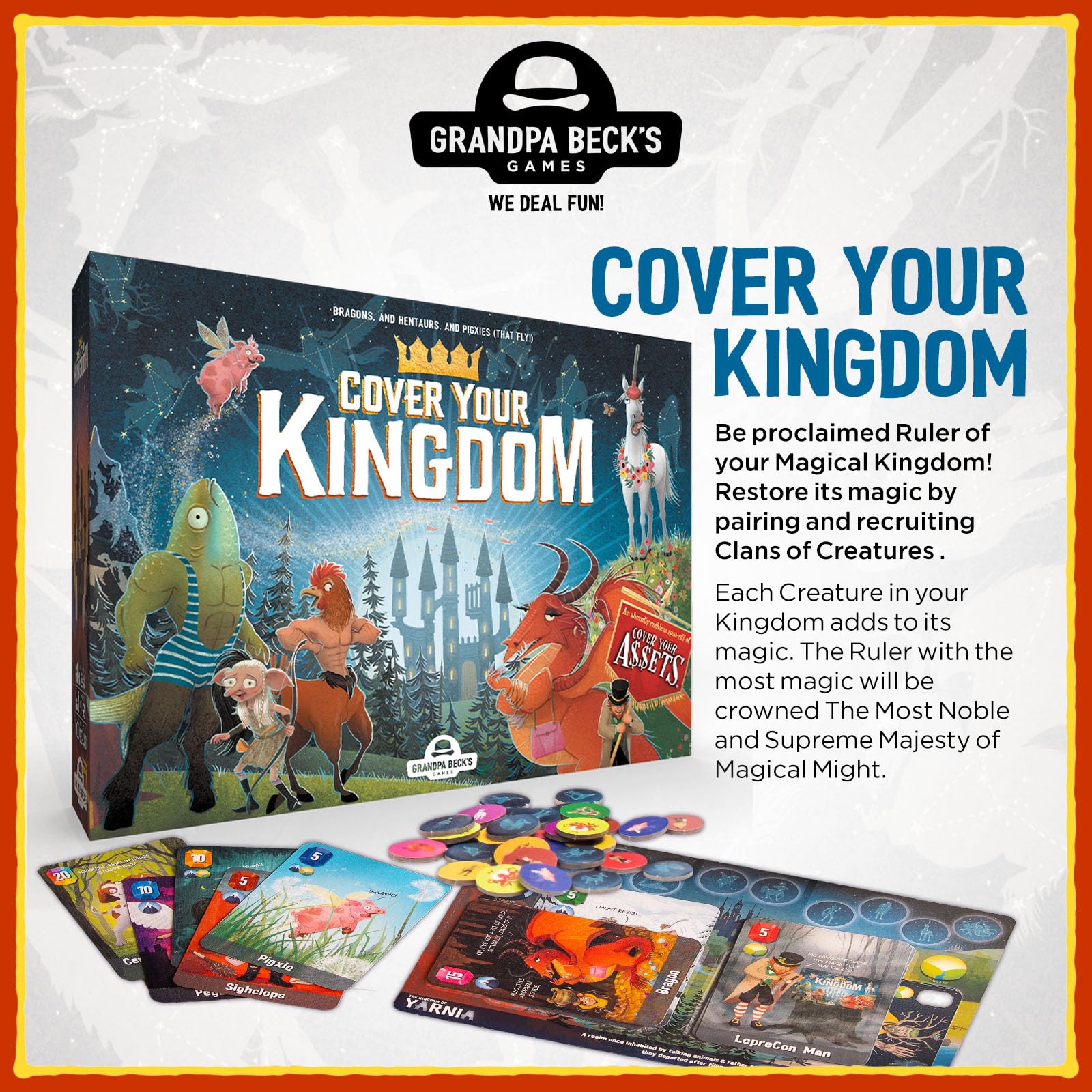 Grandpa Beck's Cover Your Kingdom dice add tension and strategy to rounds.