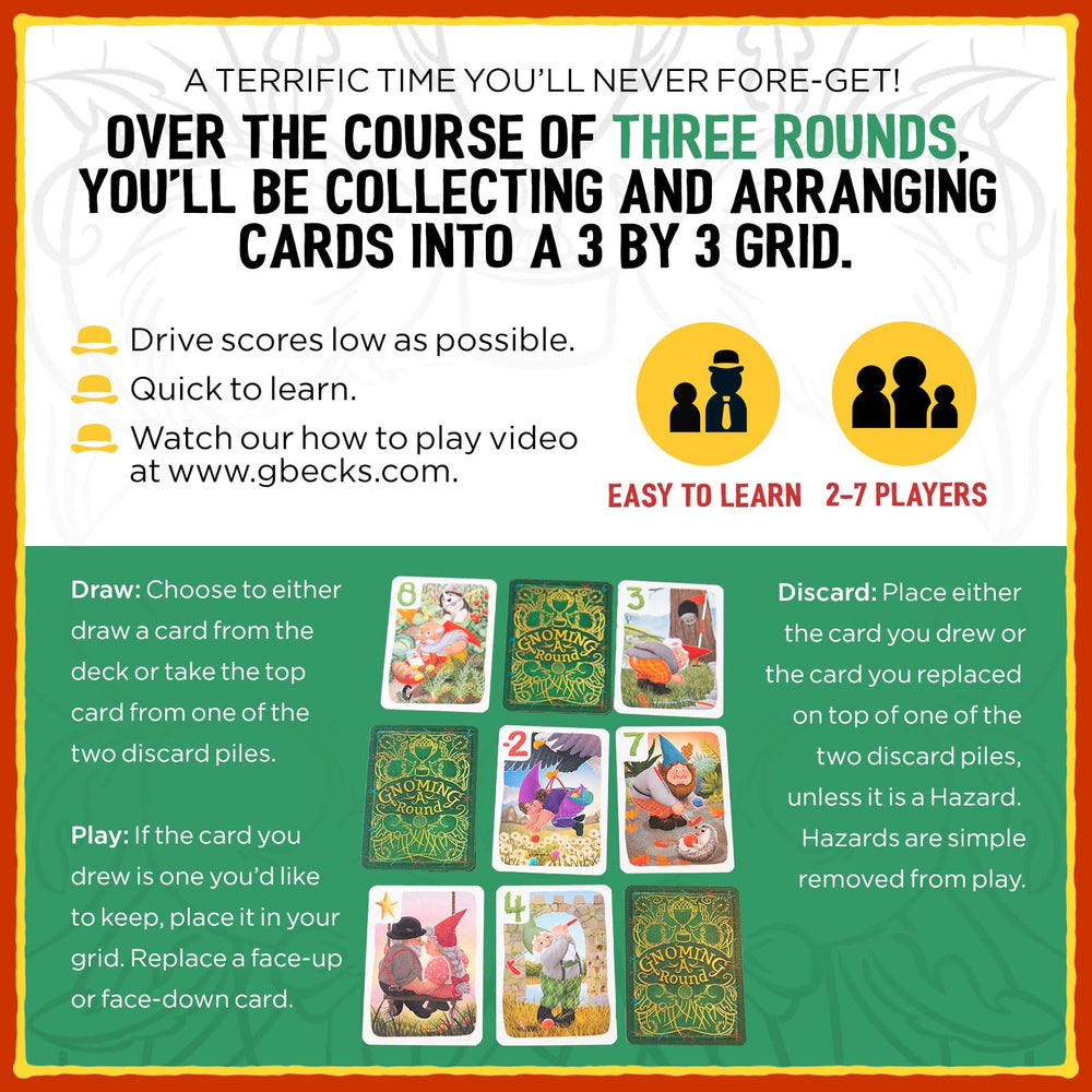 Negative and positive cards forming rows in Grandpa Beck's Gnoming A Round