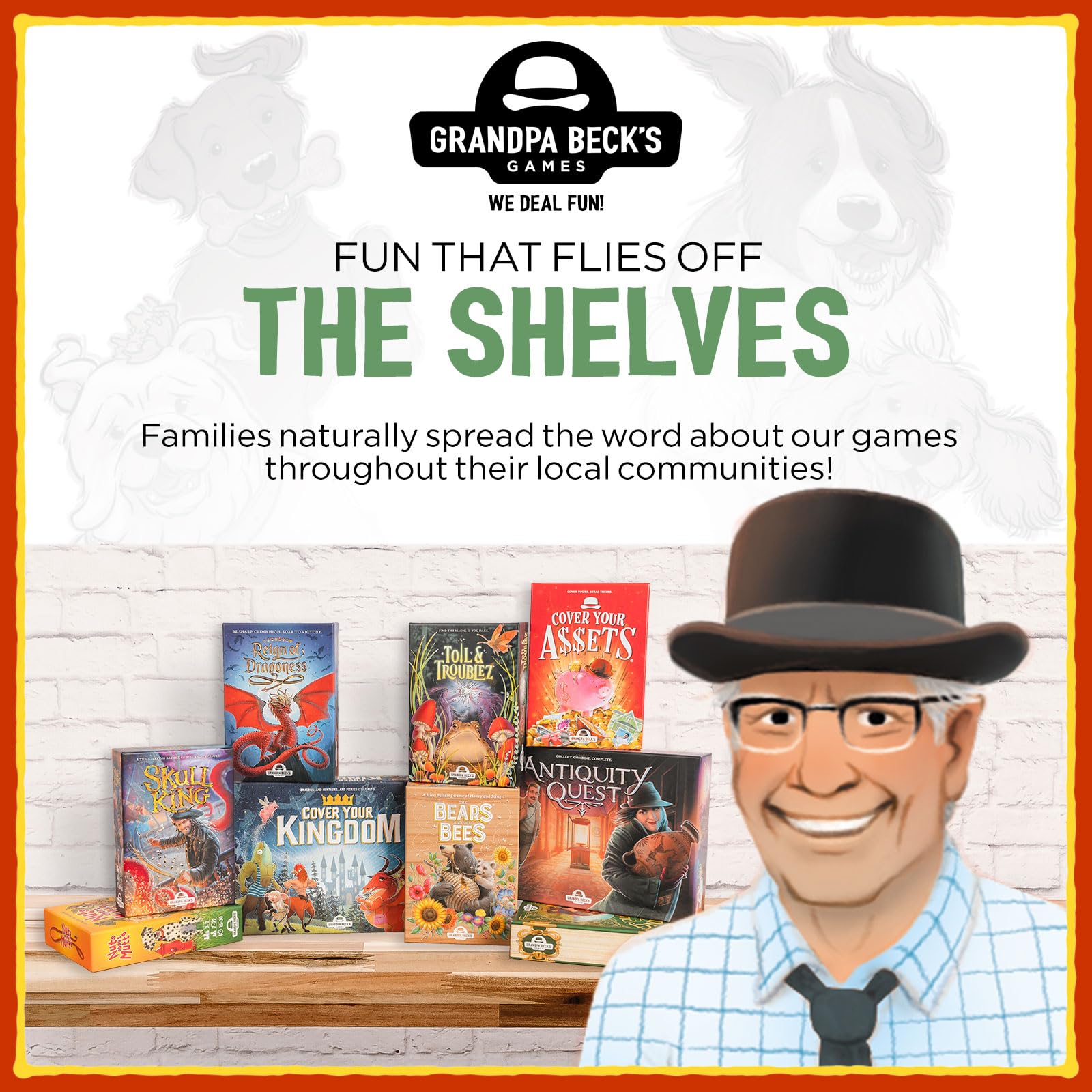 Grandpa Beck's Nuts About Mutts illustrated cards showcase dog themes and colors