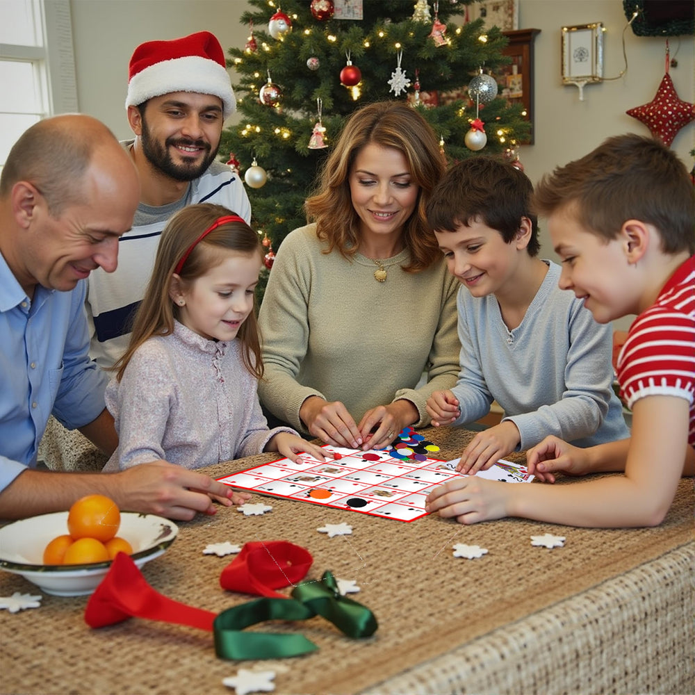 Grandsail Pokeno family night scene with cards and chips in use.