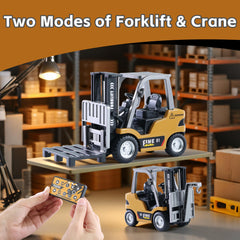 Grantley RC forklift crane front view highlighting sturdy construction for durable use.