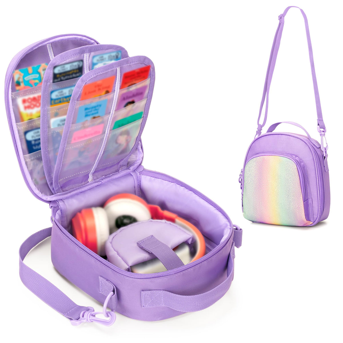 GRAOSO carrying case exterior in purple designed for portable Yoto Mini travel