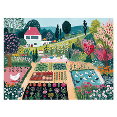 Graphinee Spring Village Life Puzzle cover shows vibrant countryside for immersive family evenings.