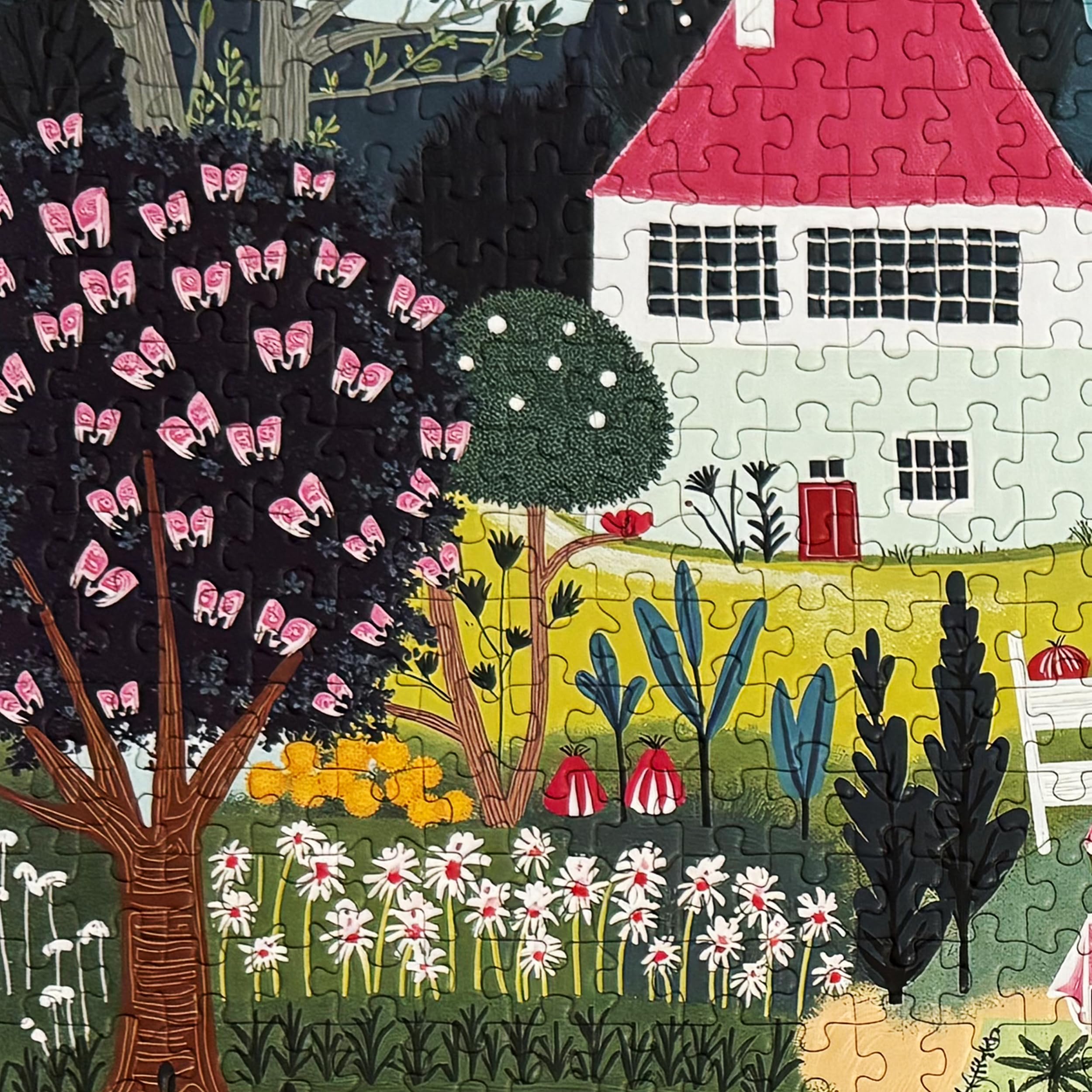 Graphinee Spring Village Life Puzzle vegetable-rows highlights vibrant palette for warm home décor inspiration.