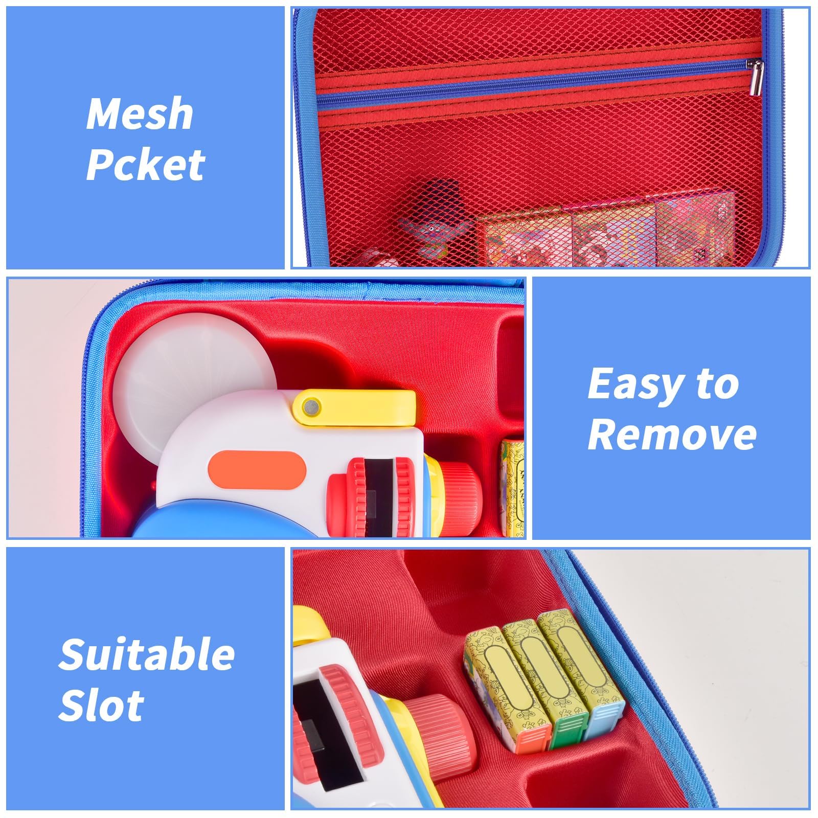 Grapsa red case with grooves keeps story sets organized.