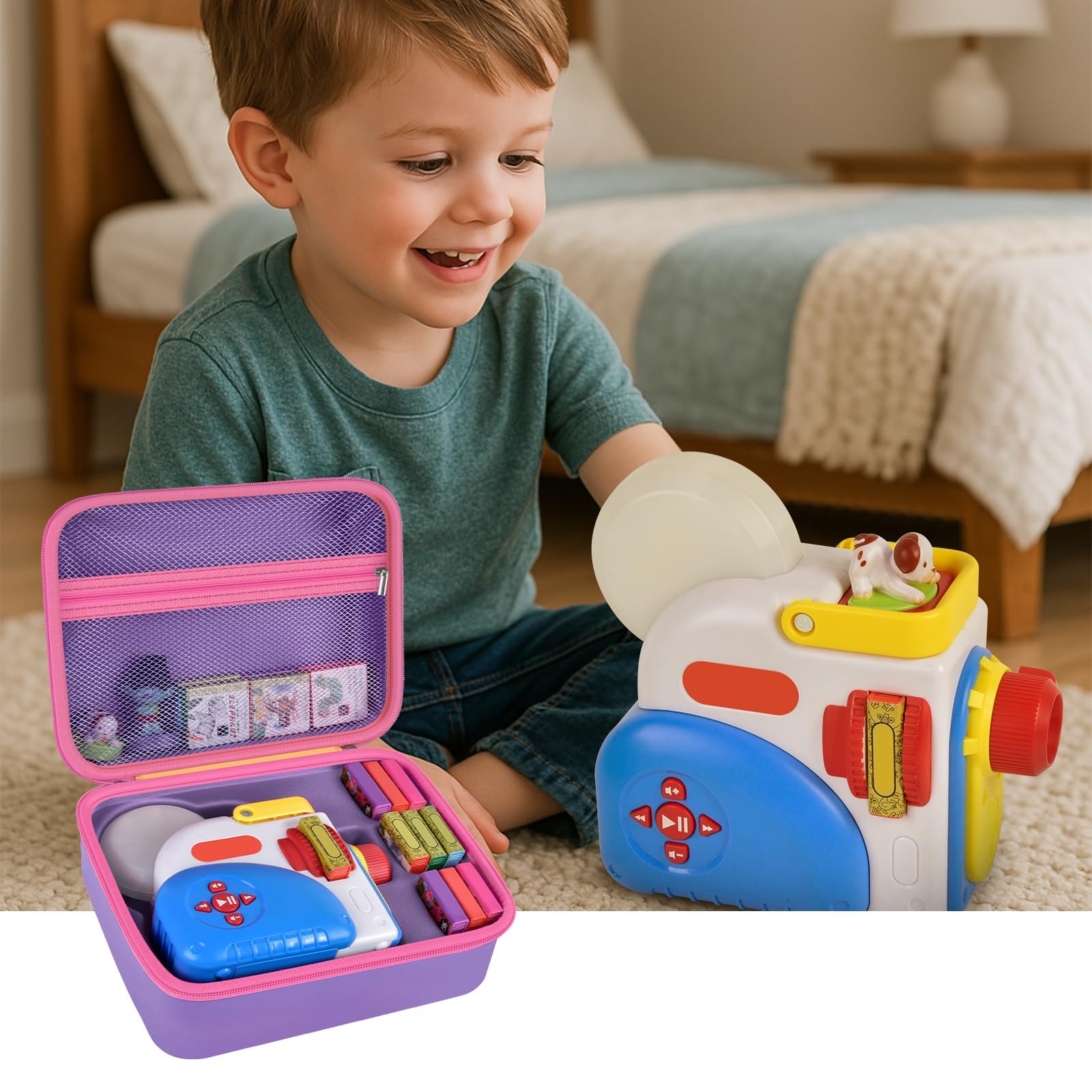 Grapsa storage case in red and blue, matching Little Tikes story sets